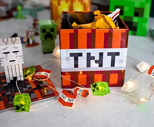 Minecraft TNT 4 אינץ 'מארגן קוביית קופסאות אחסון פח עם מכסה | מיכל סל, מארגן ארונות קובייה קובי, אביזרי חדר